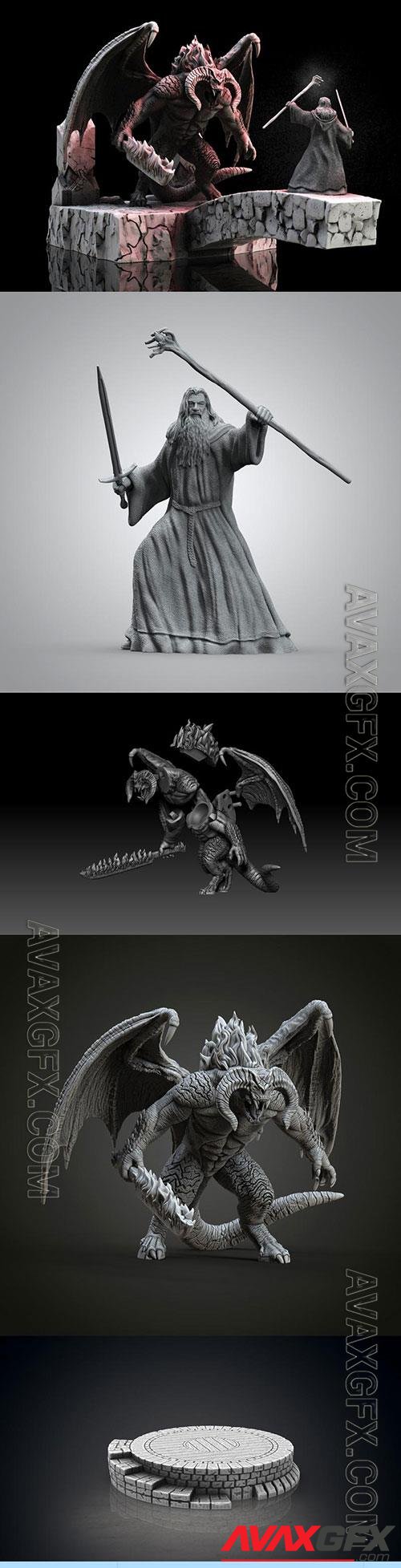3D Print Models Balrog vs Gandalf Diorama - LOTR