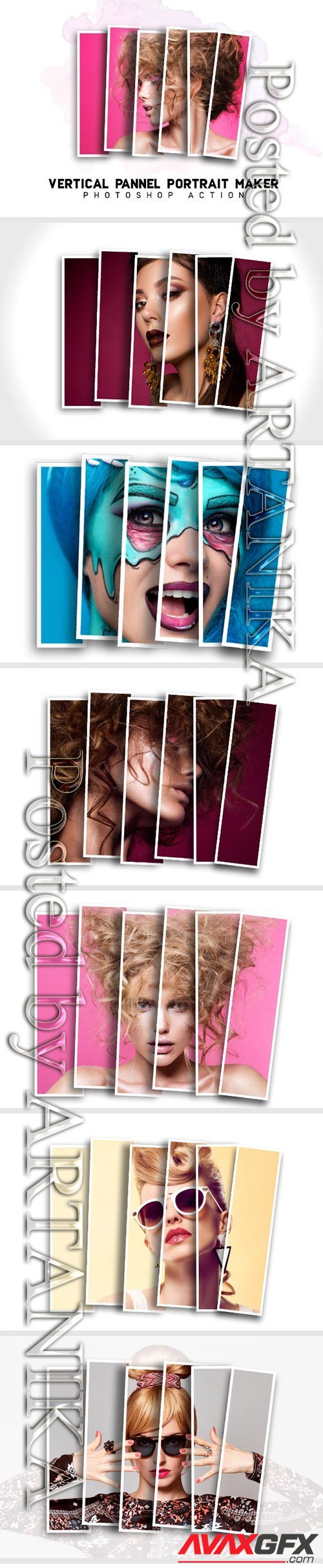 GraphicRiver - Vertical Panels Collage Photoshop Action 21158334