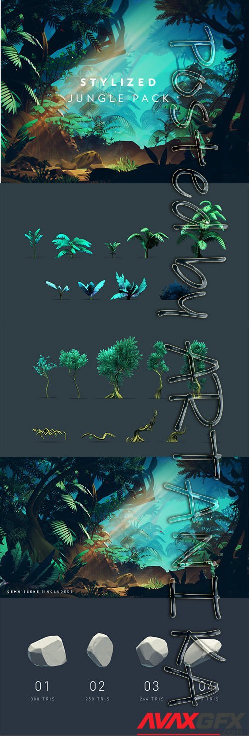 Stylized Jungle Pack 3D Model Template