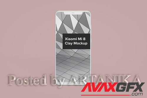 Xiaomi Mi 8 Clay Android Phone PSD Mockup