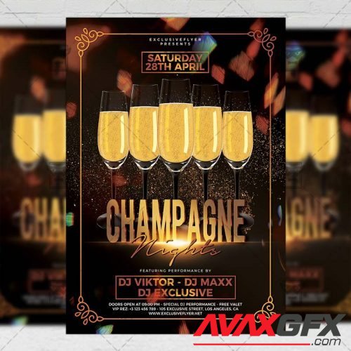 Club A5 Template - Champagne Nights Flyer