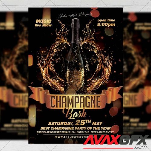 Club A5 Template - Champagne Bash Flyer