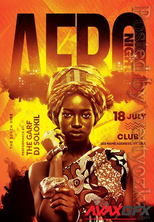 Afro night - Premium flyer psd template