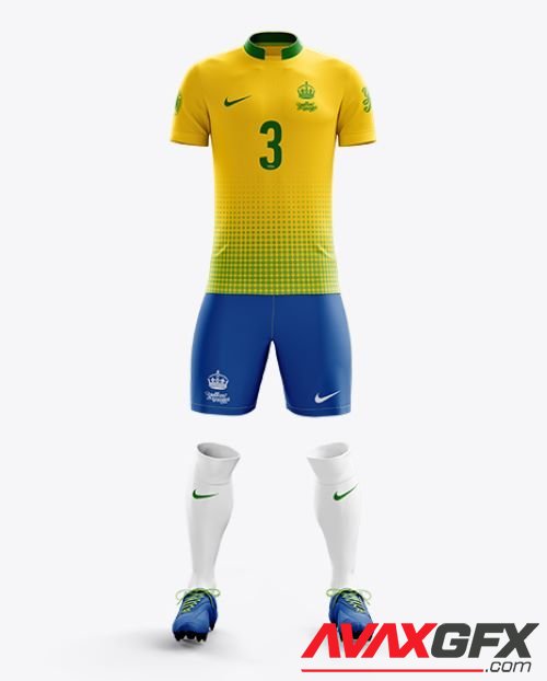 Men’s Full Soccer Kit with Mandarin Collar Shirt Mockup (Front View) 13651