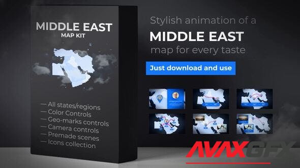 Videohive - Map of Middle East with Countries - Middle East Map Kit 24411382