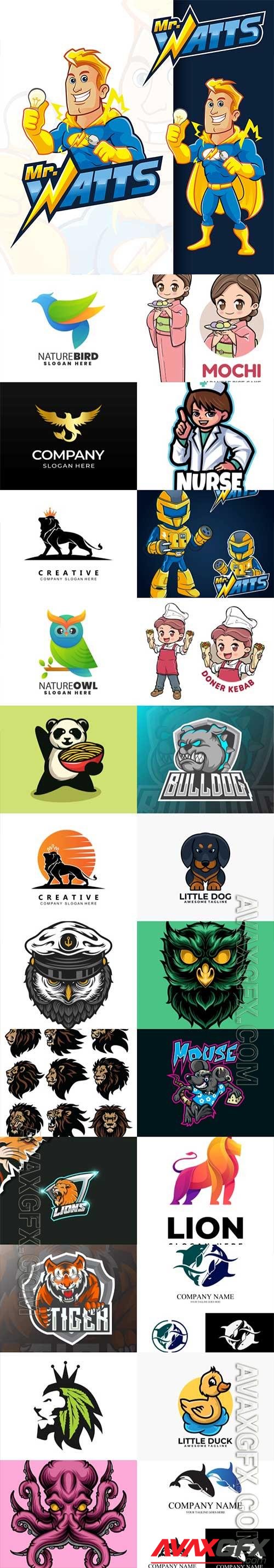 Mascot logo design set premium vector vol 47