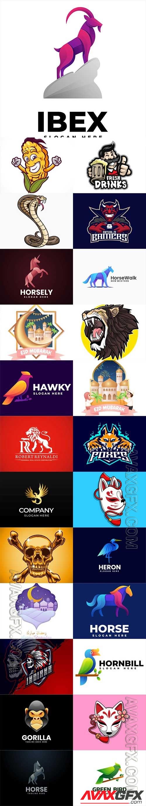 Mascot logo design set premium vector vol 46