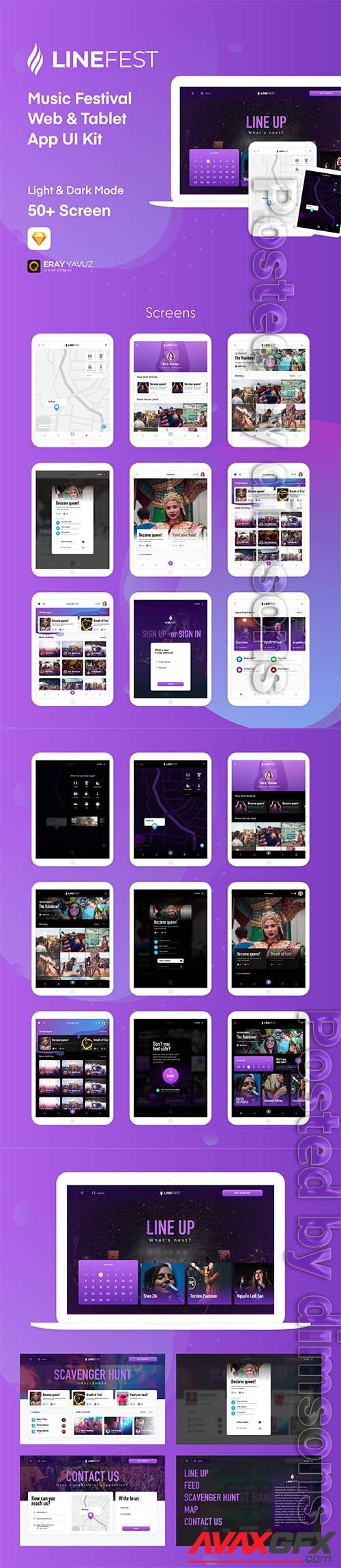 LineFest - Music Festival Web & Tablet App UI Kit ui8
