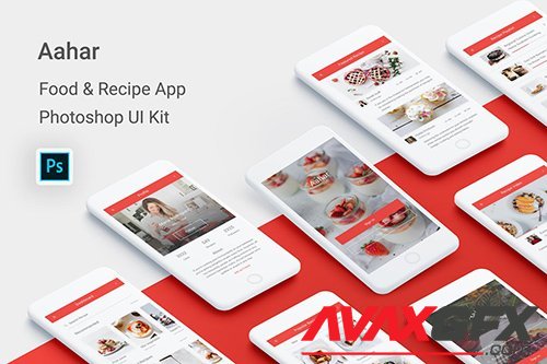 Aahar - Food & Recipe UI Kit for Photoshop