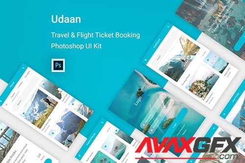 Udaan - Travel & Flight Booking App for Photoshop