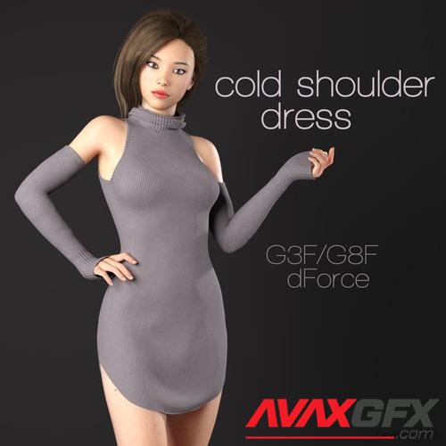 dForce Cold Shoulder Dress for G3F and G8F