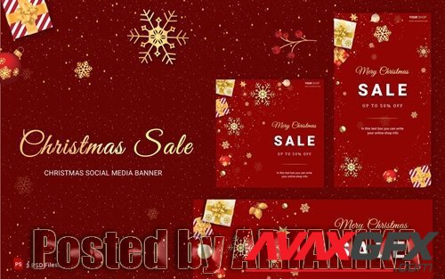 Christmas Sale Social Media Banner Set