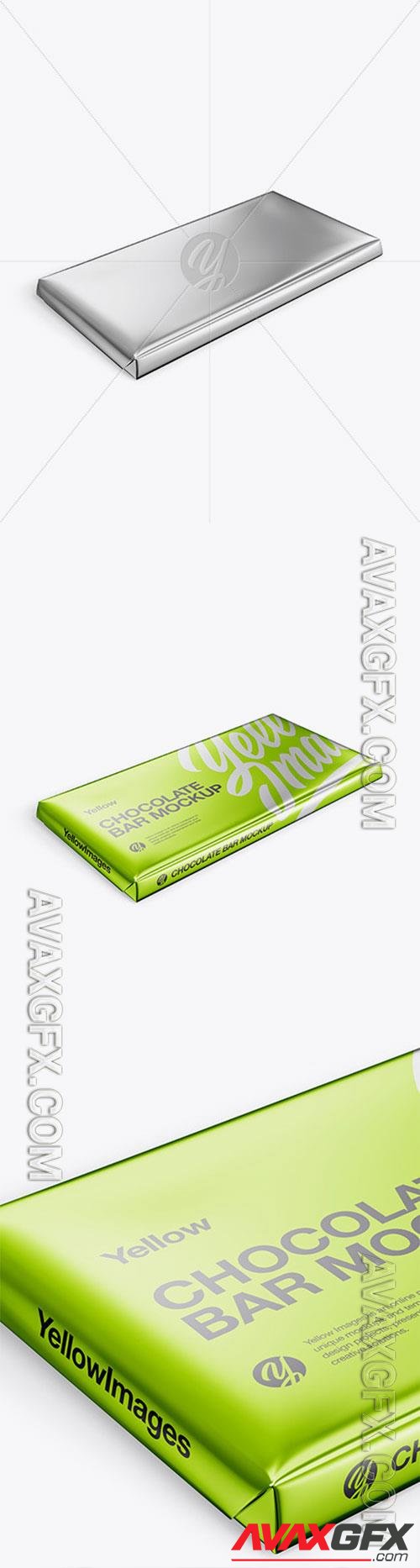 Glossy Metallic Chocolate Bar Mockup Halfside View High Angle Shot 45929 TIF