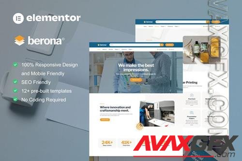 Berona - Printing & Design Service Elementor Template Kit 37731571