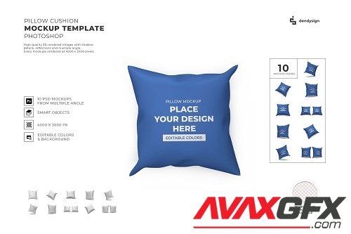 Pillow Cushion 3D Mockup Template Bundle - 1934324