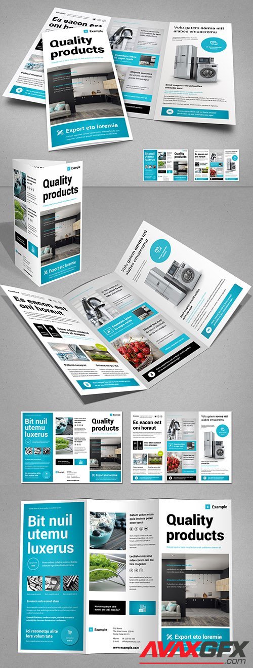 Tri-fold Brochure Layout in White and Cyan 287646155