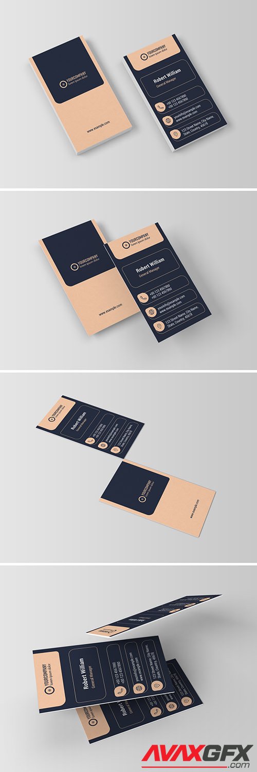 Dark Blue and Tan Business Card Layout 282928341