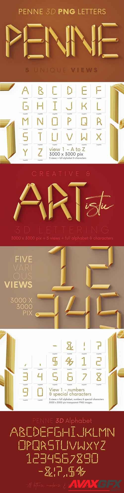Penne Pasta - 3D Lettering - 7198847