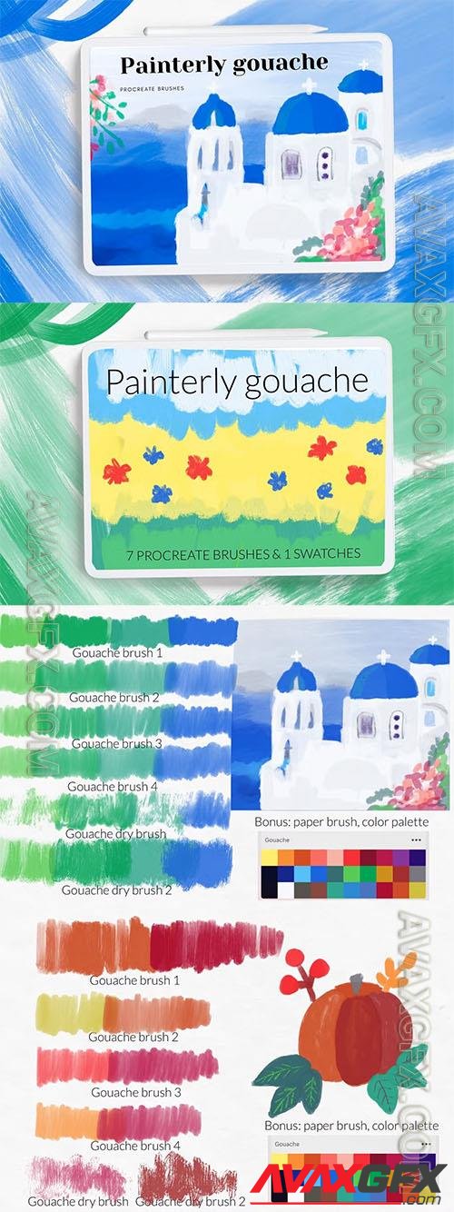 Painterly gouache brushes