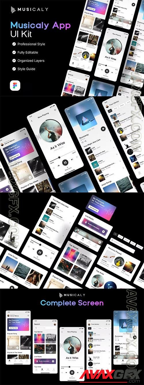Musicaly - Music, Podcast Player Mobile App UI Kit