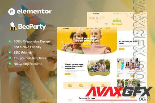 TF BeeParty - Kids Party Planner Elementor Template Kit 37867670