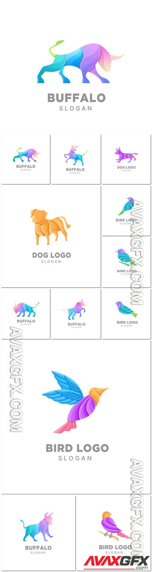 Exclusive logos with animals and birds premium vector