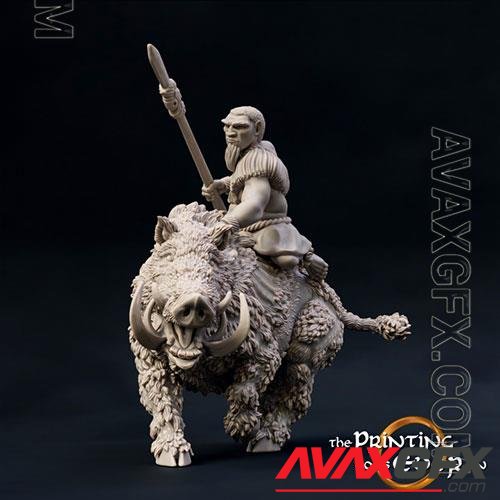 3D Print Model Great Boar with Rider