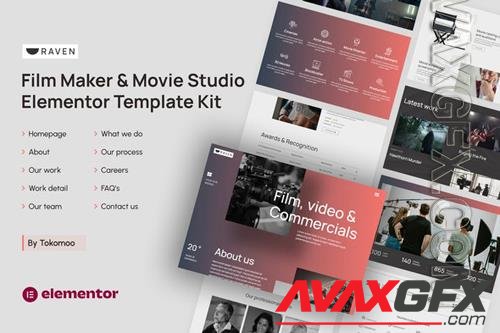 TF Raven Film Maker & Movie Studio Elementor Template Kit 37101948