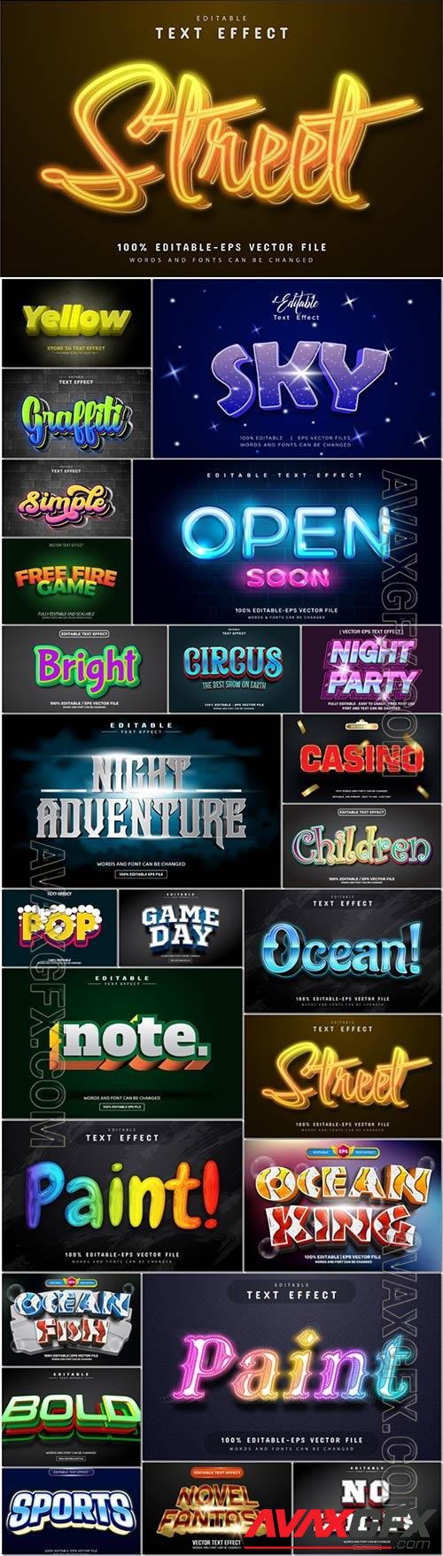 3d editable text style effect vector vol 1044