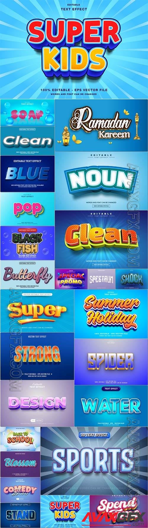 3d editable text style effect vector vol 1045