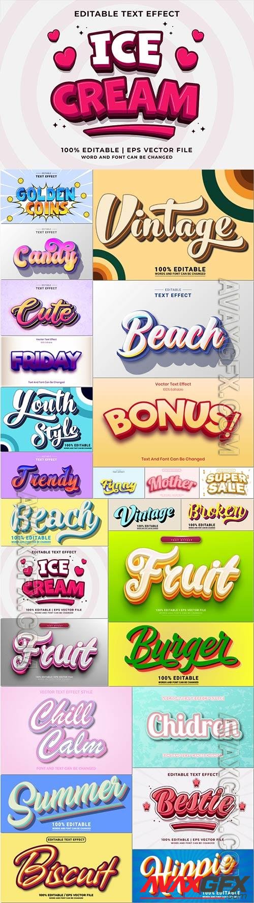 3d editable text style effect vector vol 1043