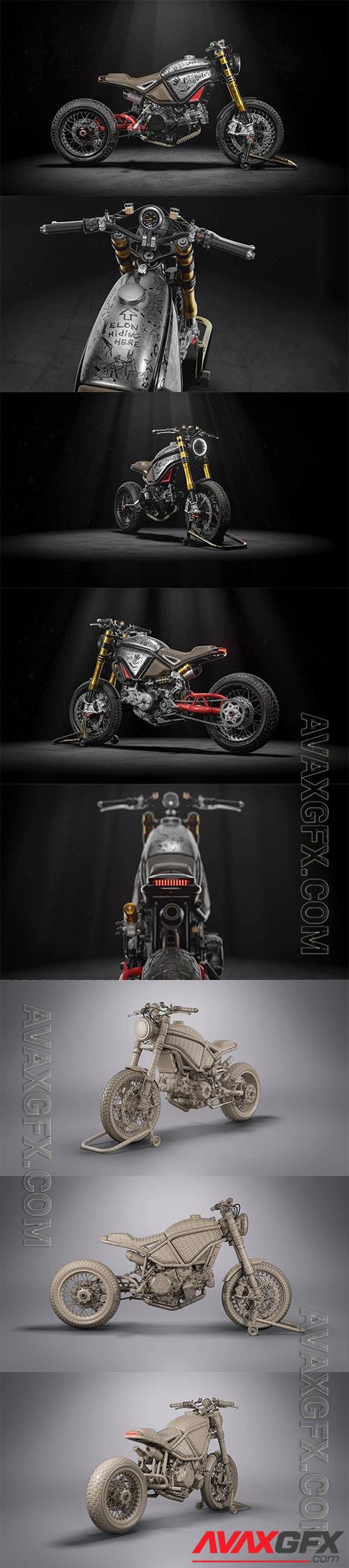 Ducati Motorcycle Custom Scrambler 3D Model