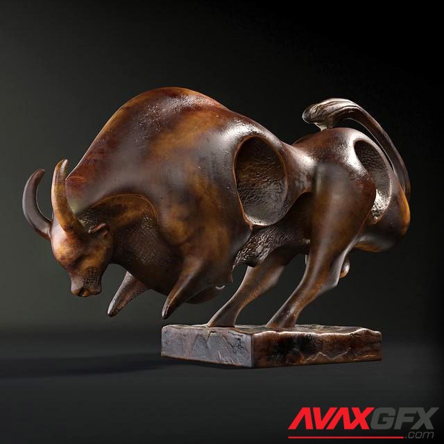 Modern Bronze Bull Sculpture 3D