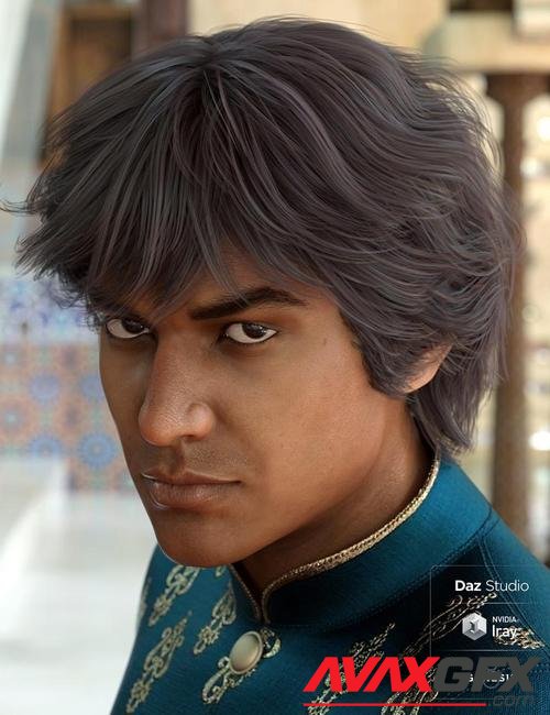 Varun Hair for Genesis 3 and 8 Male(s)