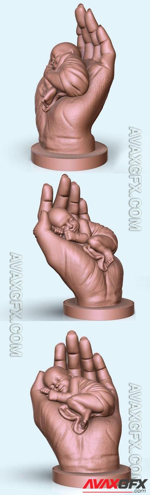 The baby is sleeping in the hand 80 mm 3D Print Model