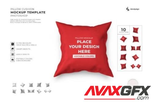 Pillow Cushion 3D Mockup Template Bundle - 1957677