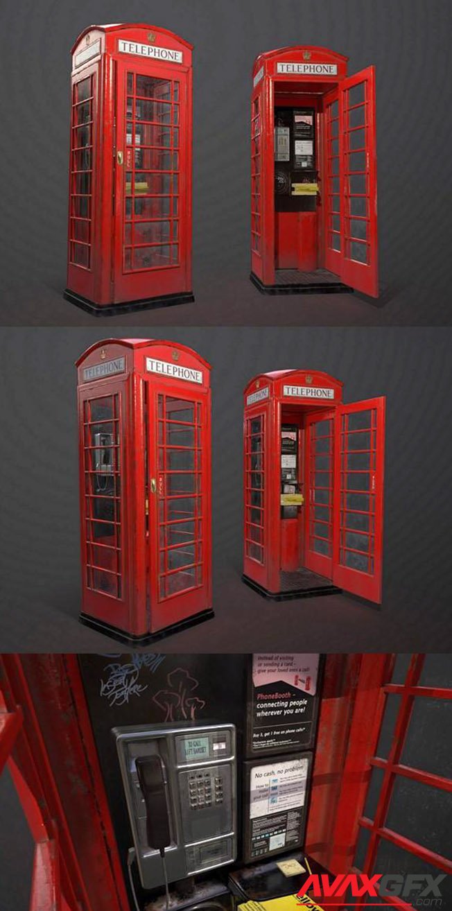 British K6 telephone box 3D