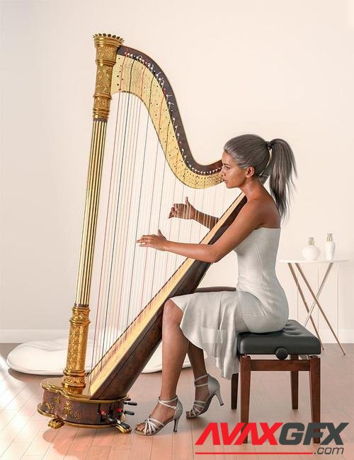 Concert Harp and Poses for Genesis 8 and 8.1