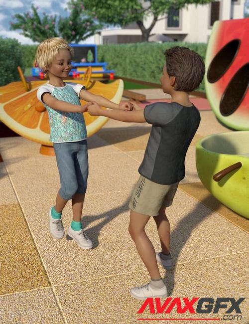 Kids Zone Poses for Genesis 8.1 Male and Genesis 8.1 Female