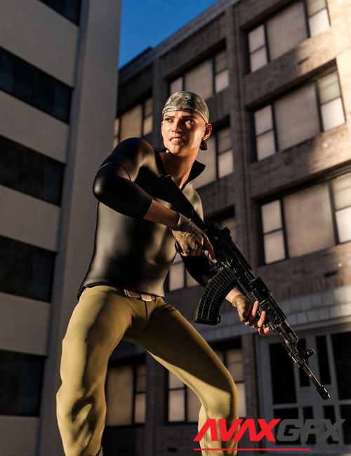 Black Snake Assault Rifle Pose for Genesis 8