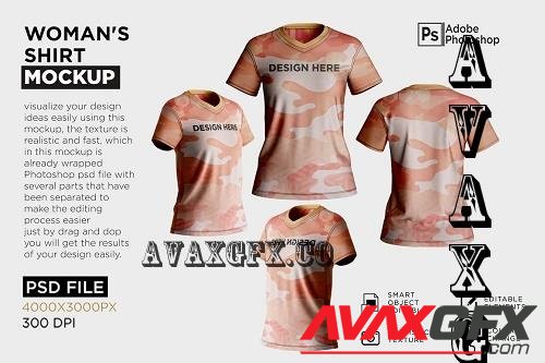 Woman's Shirt V-Neck Mockup - 7219597