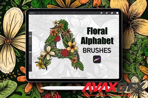 Floral Alphabet Procreate Stamp Brushes