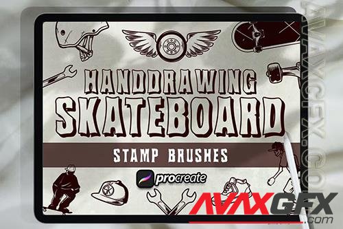 Hand Drawing Skateboard Brush Stamp