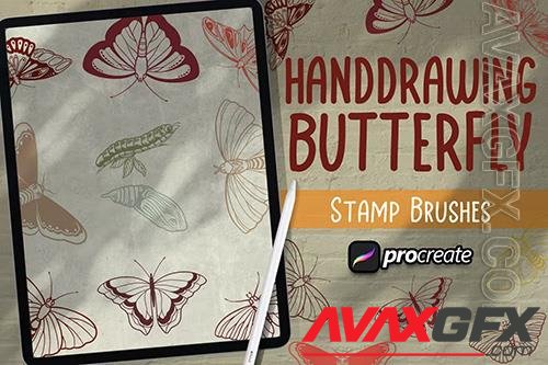 Hand Drawing Butterfly Brush Stamp