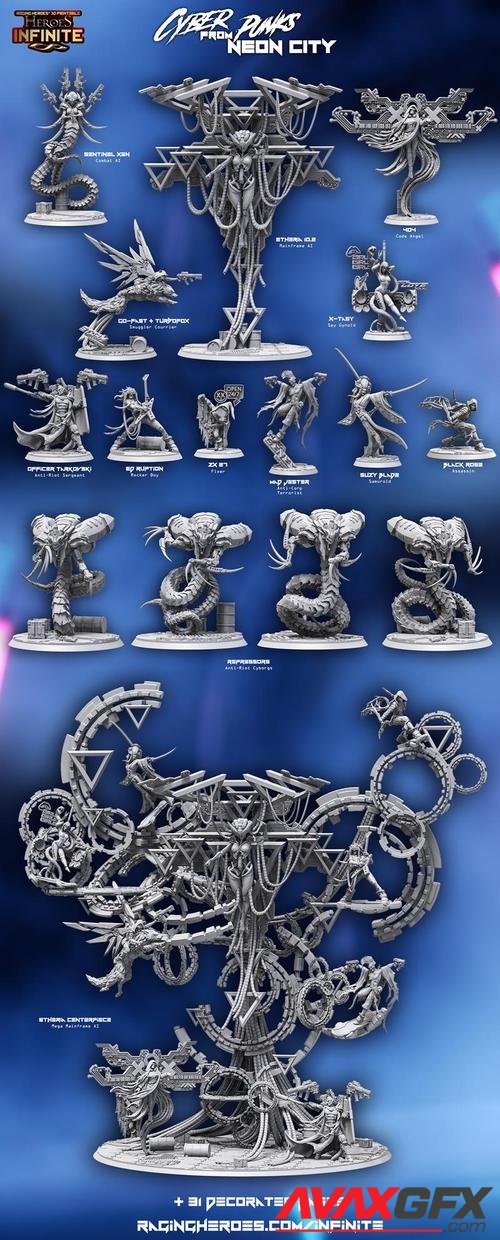 Heroes Infinite - Cyber Punks from Neon City – 3D Print