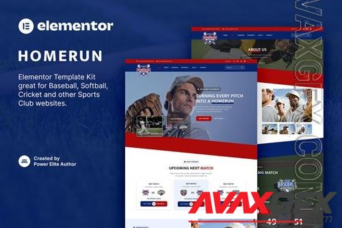 TF Homerun - Baseball Team & Sports Club Elementor Template Kit 38136832