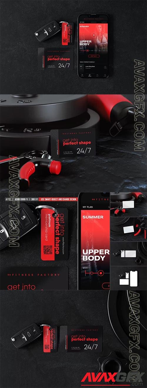 Gym Membership Card Different Scenes Mockup