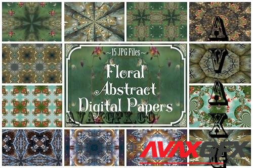 Floral Abstract Digital Papers, Digital Papers, Backgrounds - 1839824