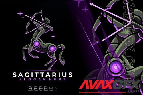 Modern Mecha Robotic Zodiac Sagittarius Logo Icon