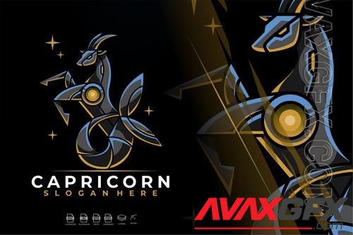 Modern Mecha Robotic Zodiac Capricorn Logo Design